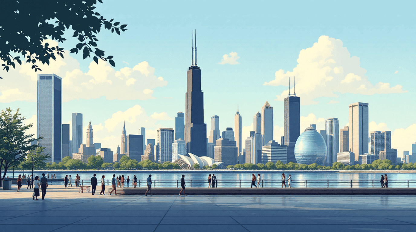 Illinois landmark illustration