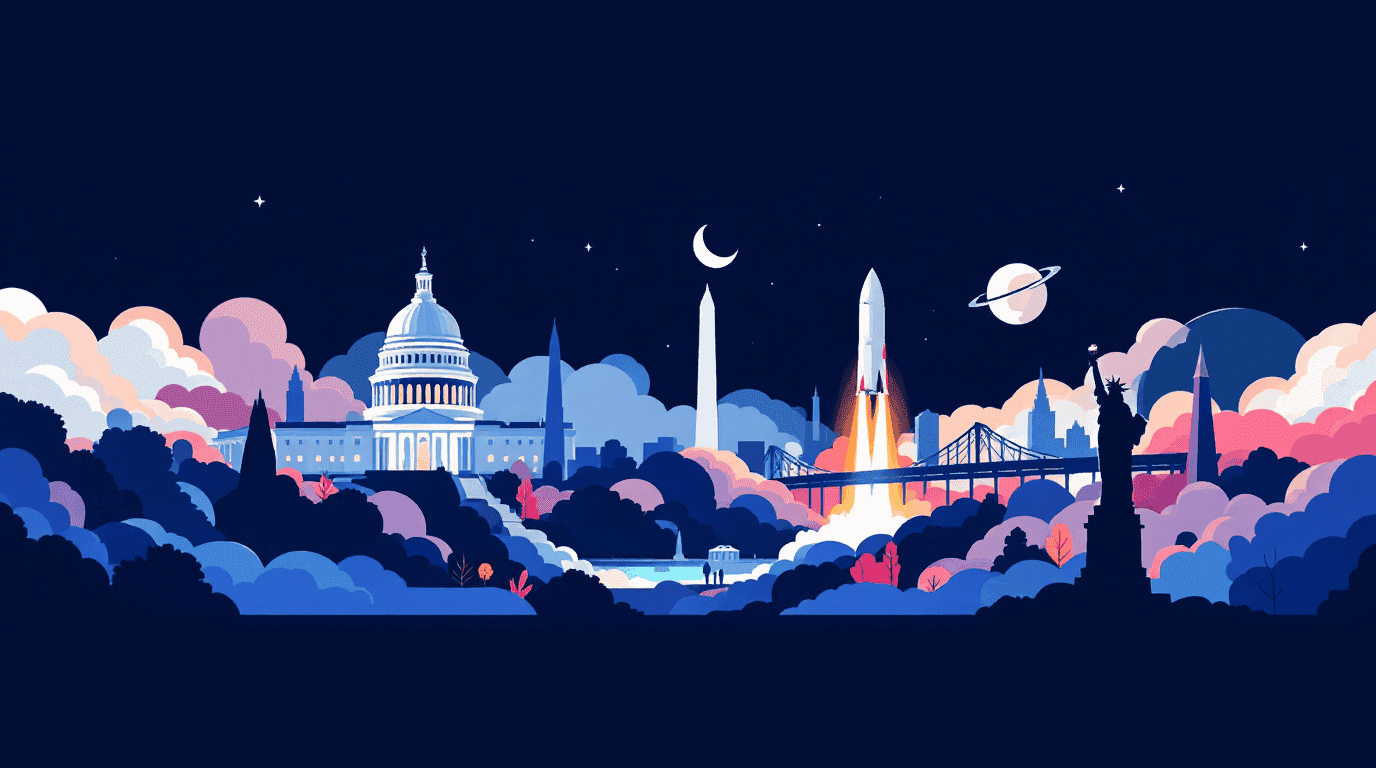 United States national landmarks illustration