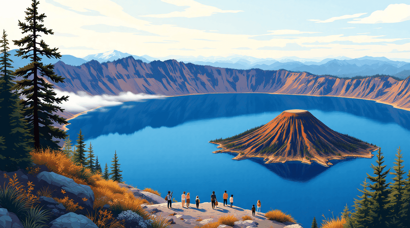 Oregon landmark illustration